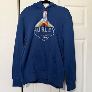 Hurley Fleece Pullover Hoodie Sweater, Blue, Men’s Size Medium